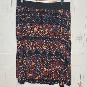 LuLaRoe Black Floral Midi Skirt